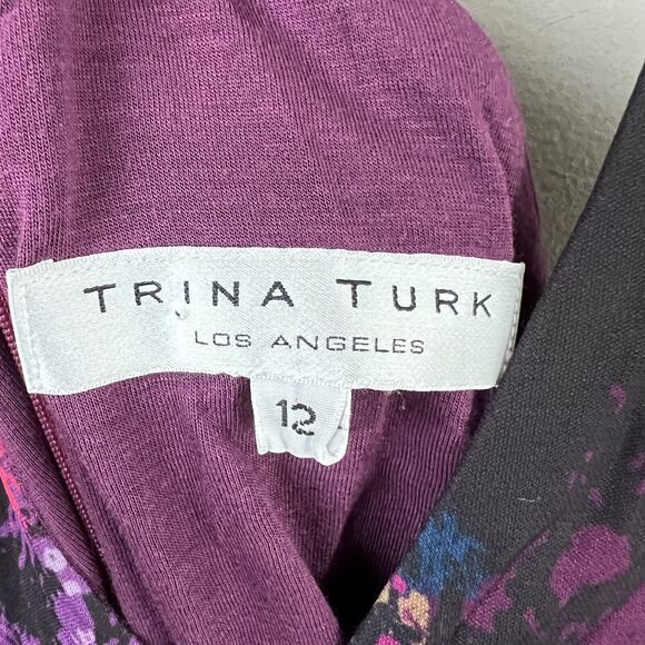 Trina Turk Womens Multicolored V Neck Halter Empire Waist A-line Dress 12 - Picture 3 of 4